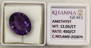 12.05/CT Natural Amethyst Gemstone of Premium Quality with Govt. Lab Certificate